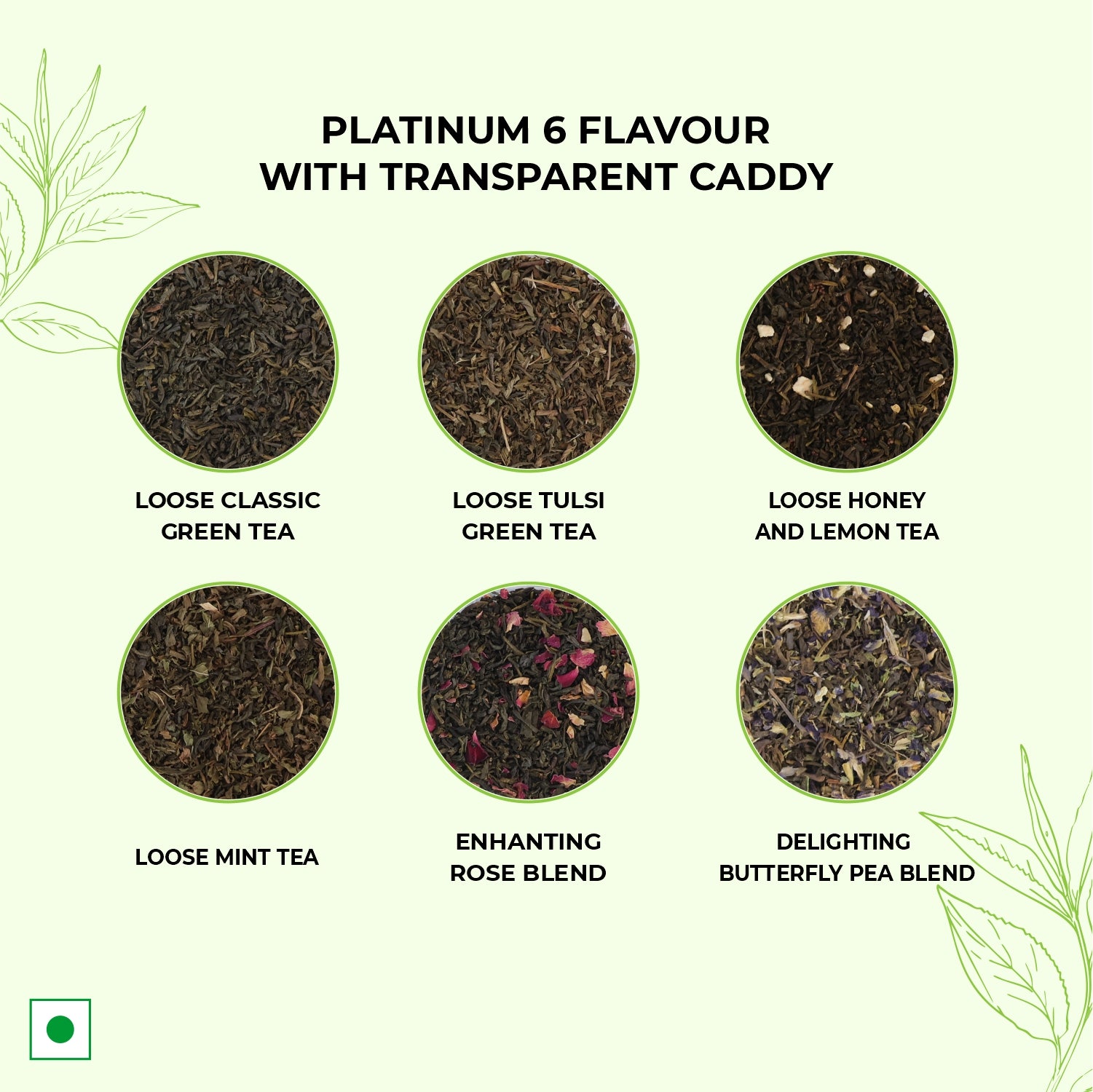 Transparent Caddy Tea set for Gifting  | Platinum 6 Flavors