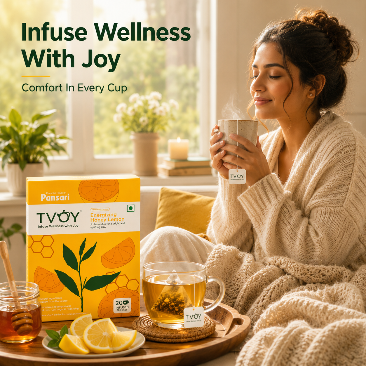 TVOY Honey Lemon Green Tea natural ingredients used in the blend