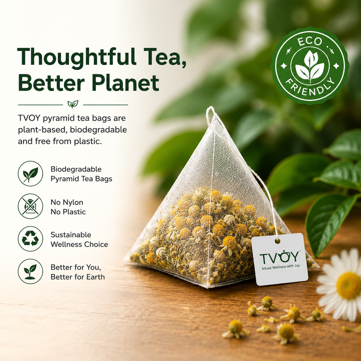 TVOY Chamomile Tea natural ingredients used in the blend
