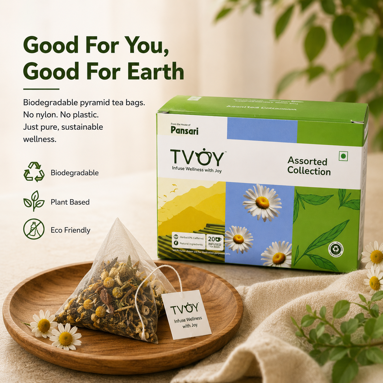 TVOY Wellness Tea Gift Box natural ingredients used in the blend