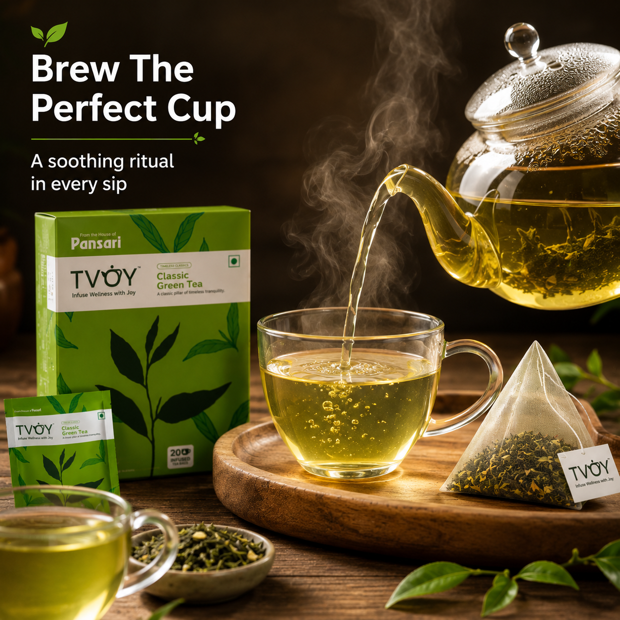 TVOY Pure Green Tea natural ingredients used in the blend