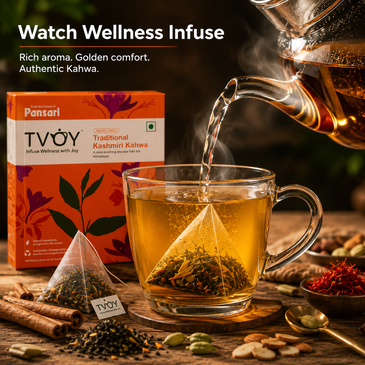 Health benefits of TVOY Kashmiri Kahwa Green Tea including immunity and warmth