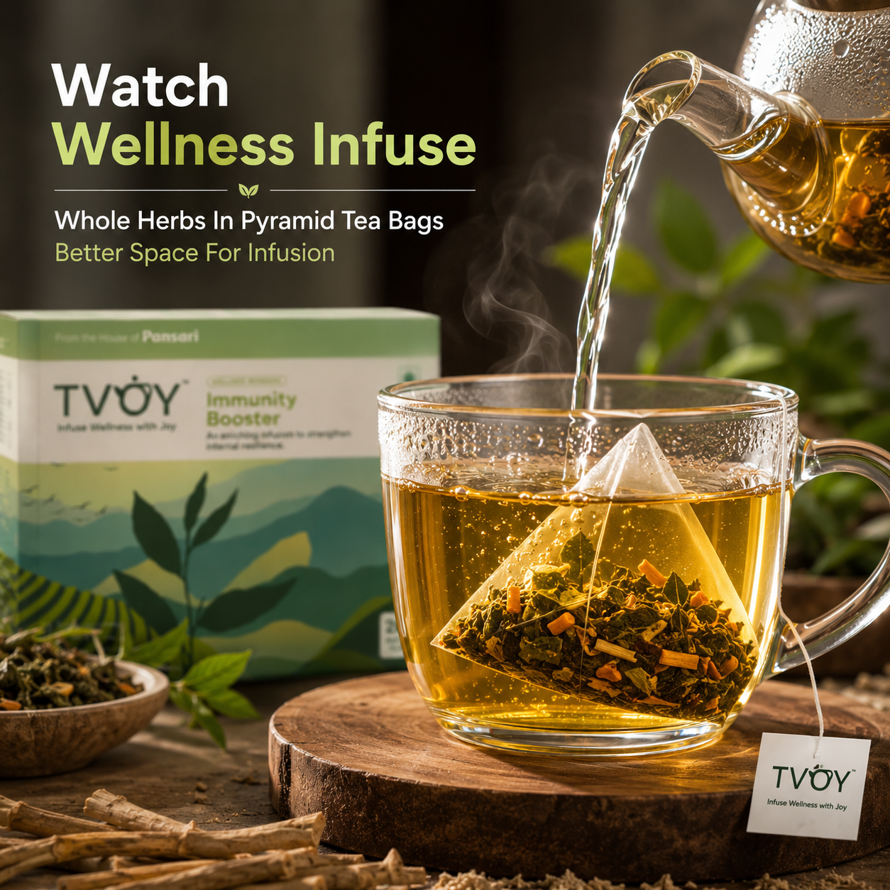 Health benefits of TVOY Immunity Booster Green Tea including immunity with Giloy and Ashwagandha