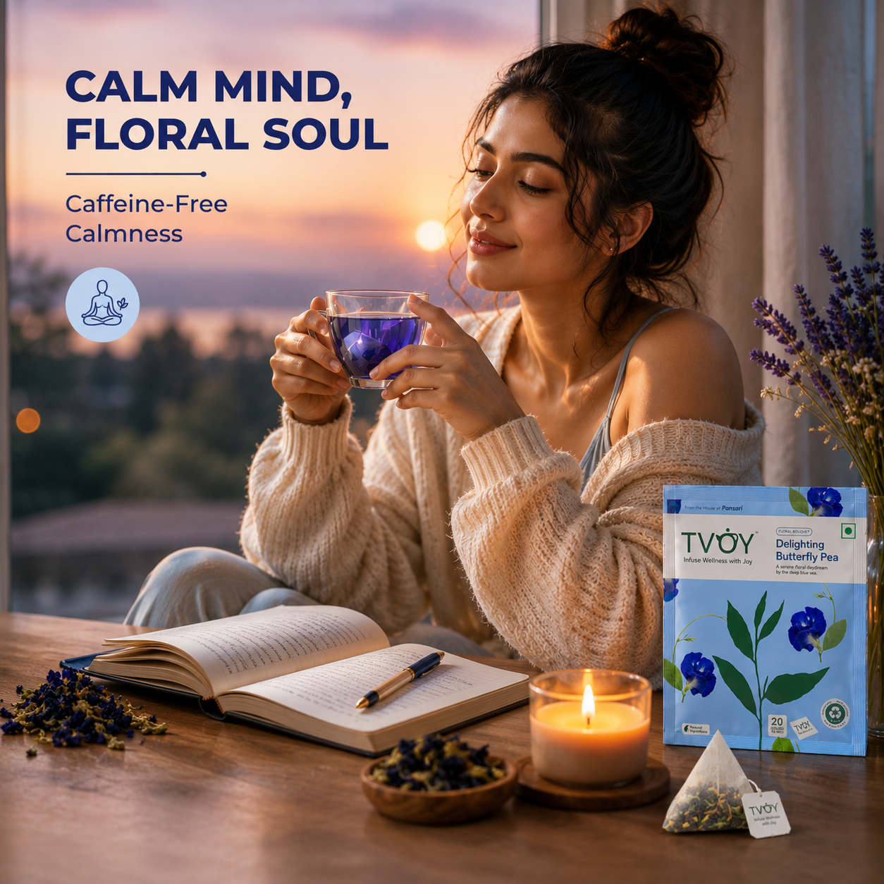 TVOY Butterfly Pea Blue Green Tea natural ingredients used in the blend