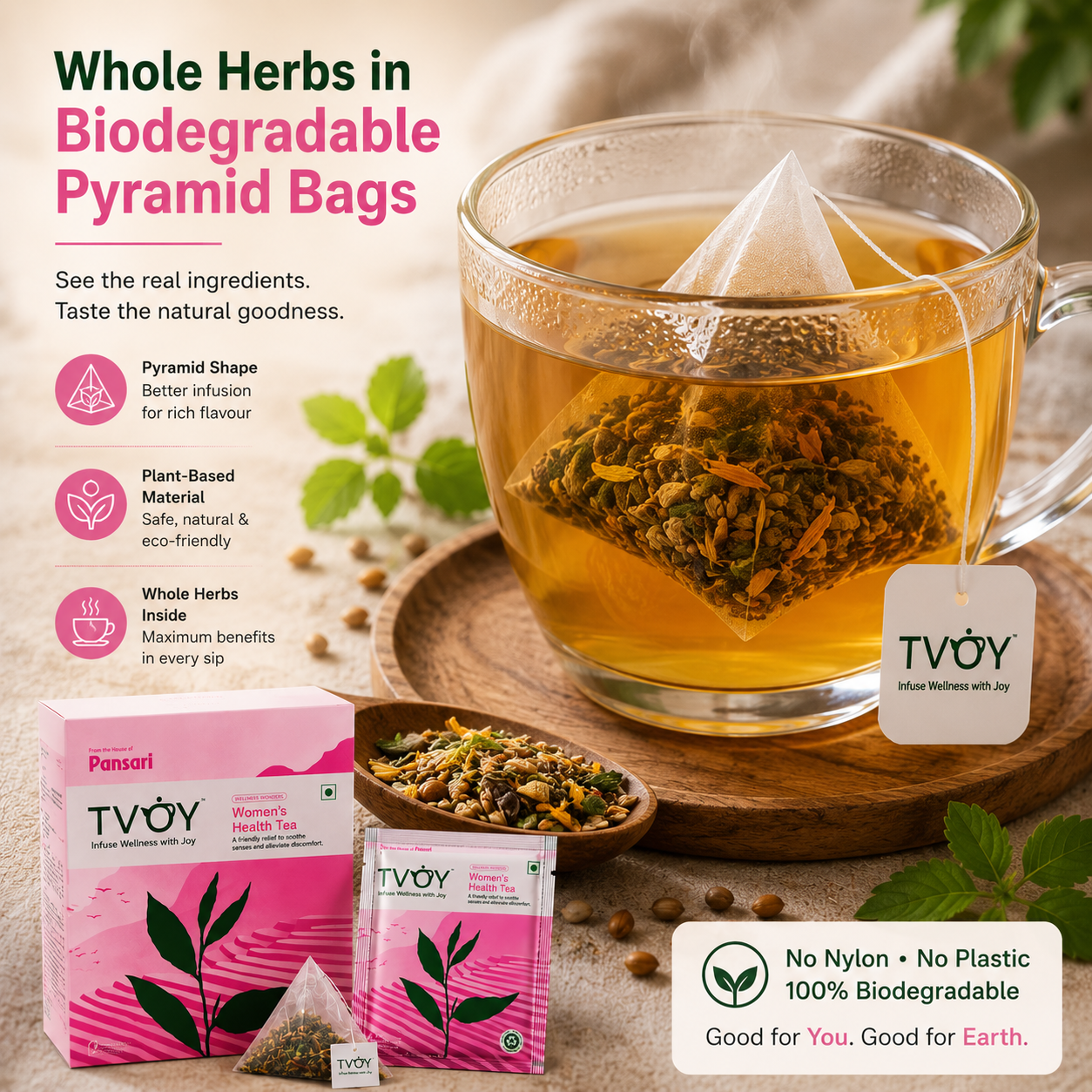 TVOY Period and Hormonal Balance Tea natural ingredients used in the blend