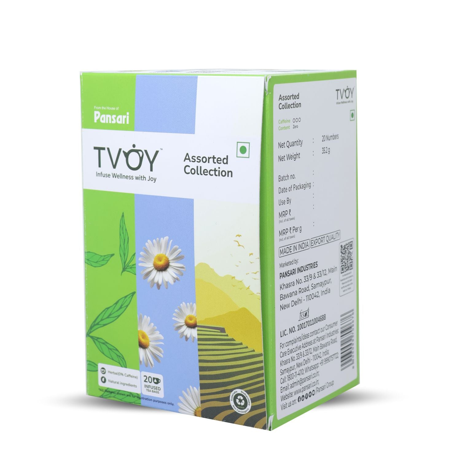 Tvoy Assorted Collection Tea | 20 Biodegradable Tea Bags