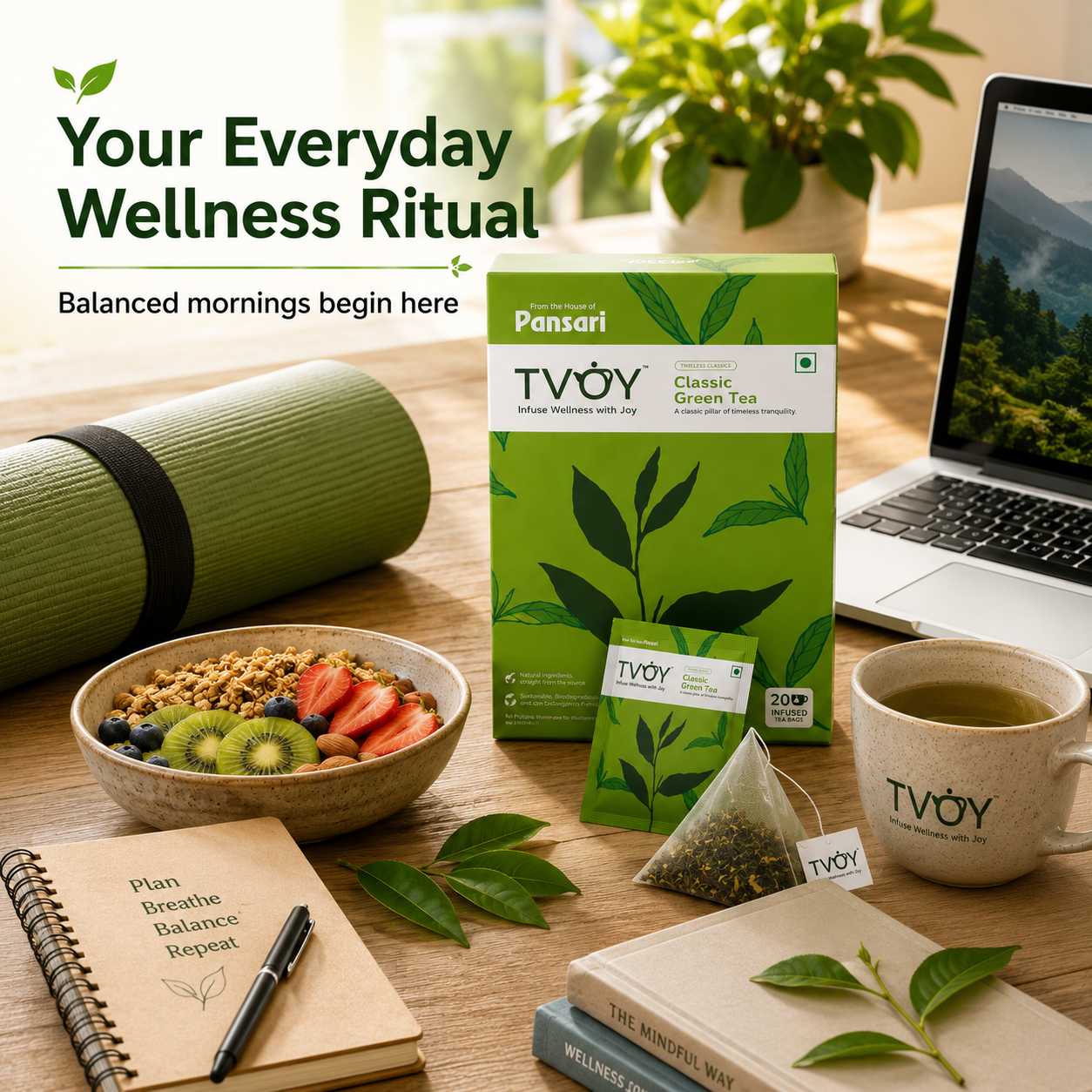 Health benefits of TVOY Pure Green Tea including weight loss and antioxidants