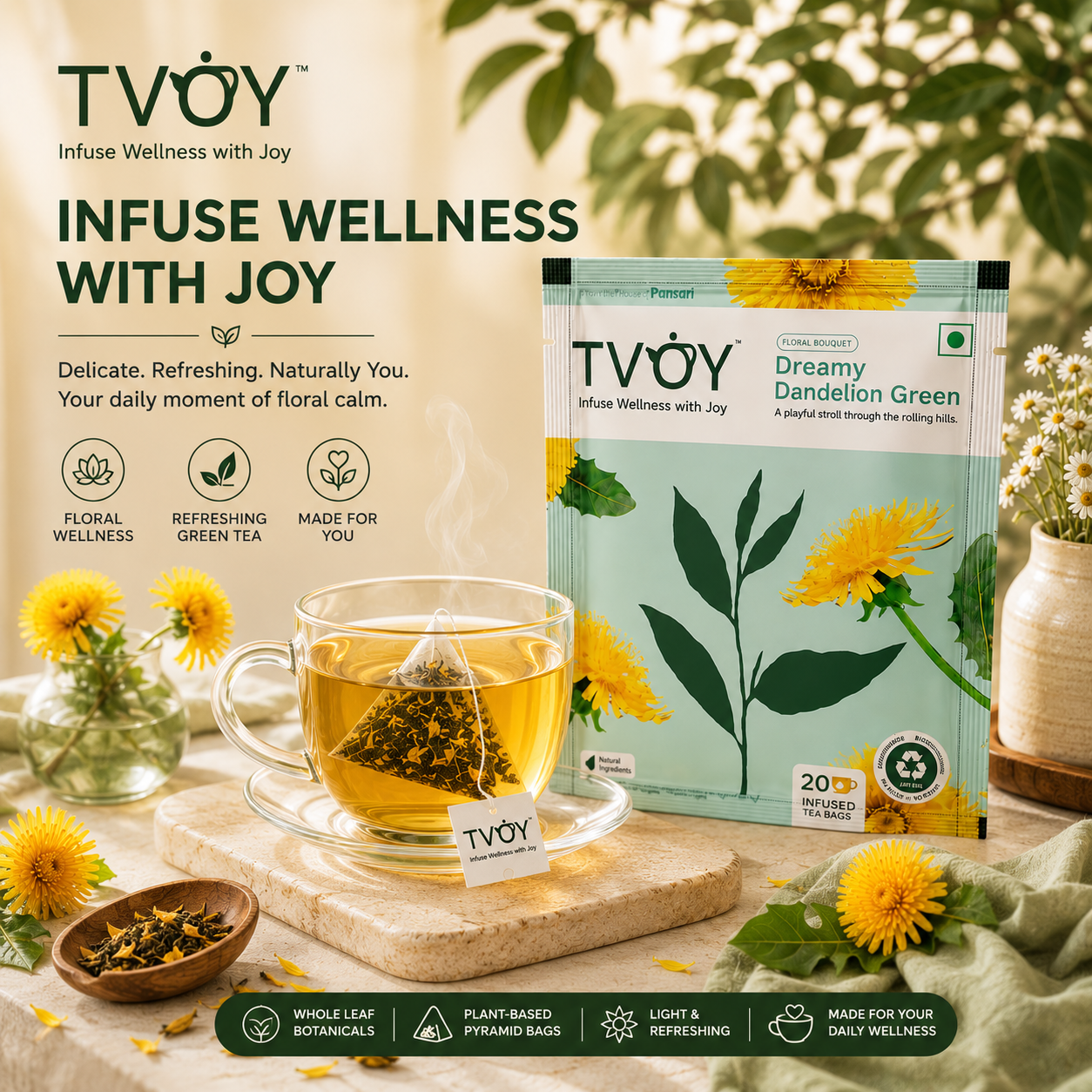 TVOY Liver Detox Tea package label showing ingredients and brewing instructions