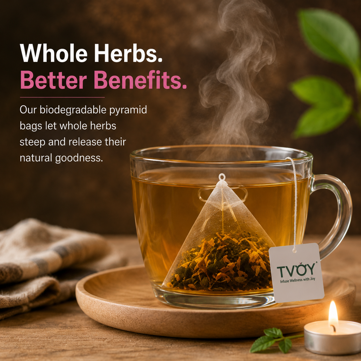 TVOY Period and Hormonal Balance Tea package label showing ingredients and brewing instructions