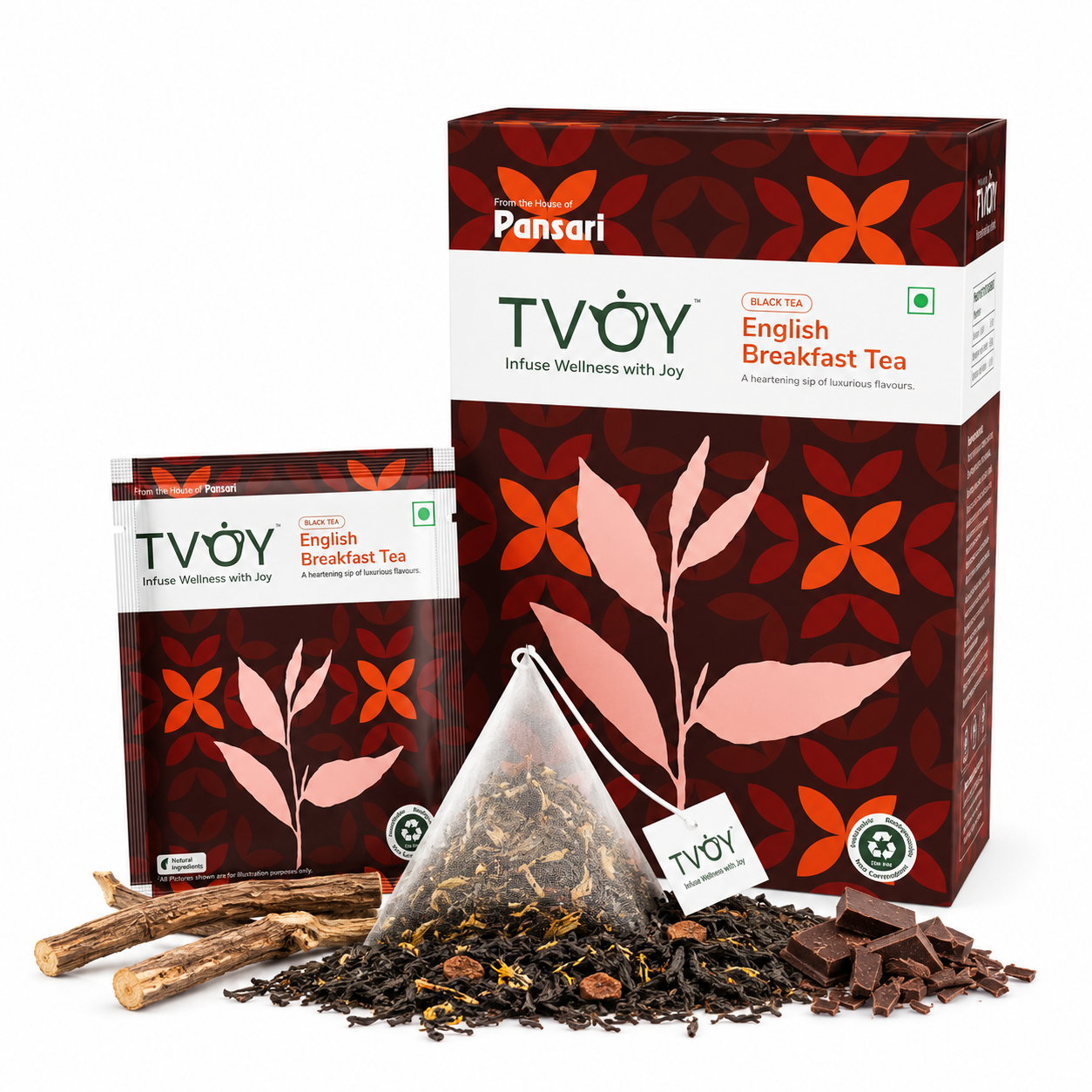TVOY English Breakfast Black Tea whole leaf tea quality — no dust, no artificial flavours