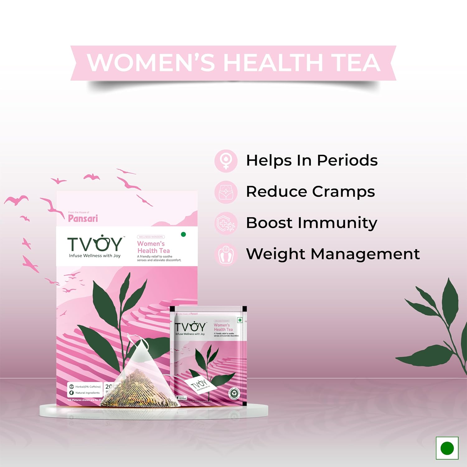 Benefits of Tvoy Women's Health Flavored Tea – supports hormonal health, reduces stress, and boosts energy.