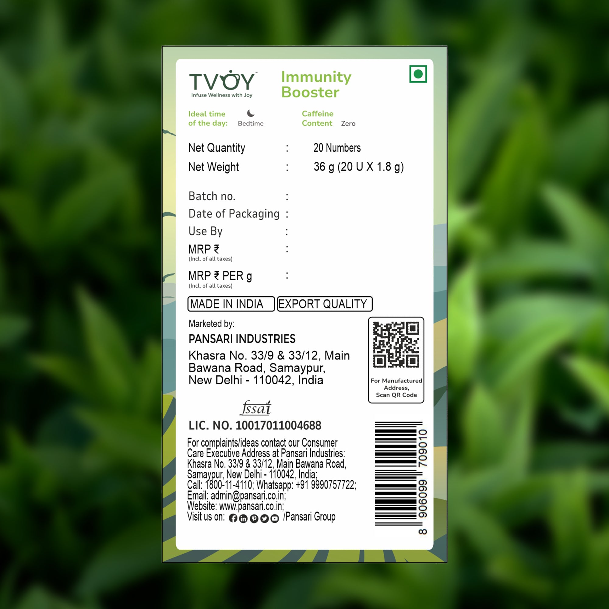 TVOY Ayurvedic Immunity Booster Green Tea | Giloy, Ashwagandha & Amla | 13 Herbs | 20 Biodegradable Pyramid Tea Bags | No Plastic