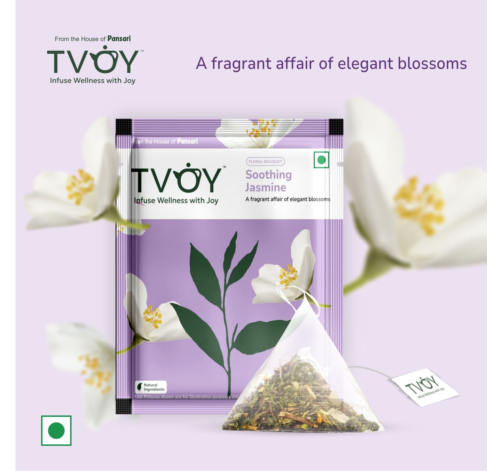 Tvoy Soothing Jasmine Floral Tea – aromatic green tea infused with jasmine blossoms