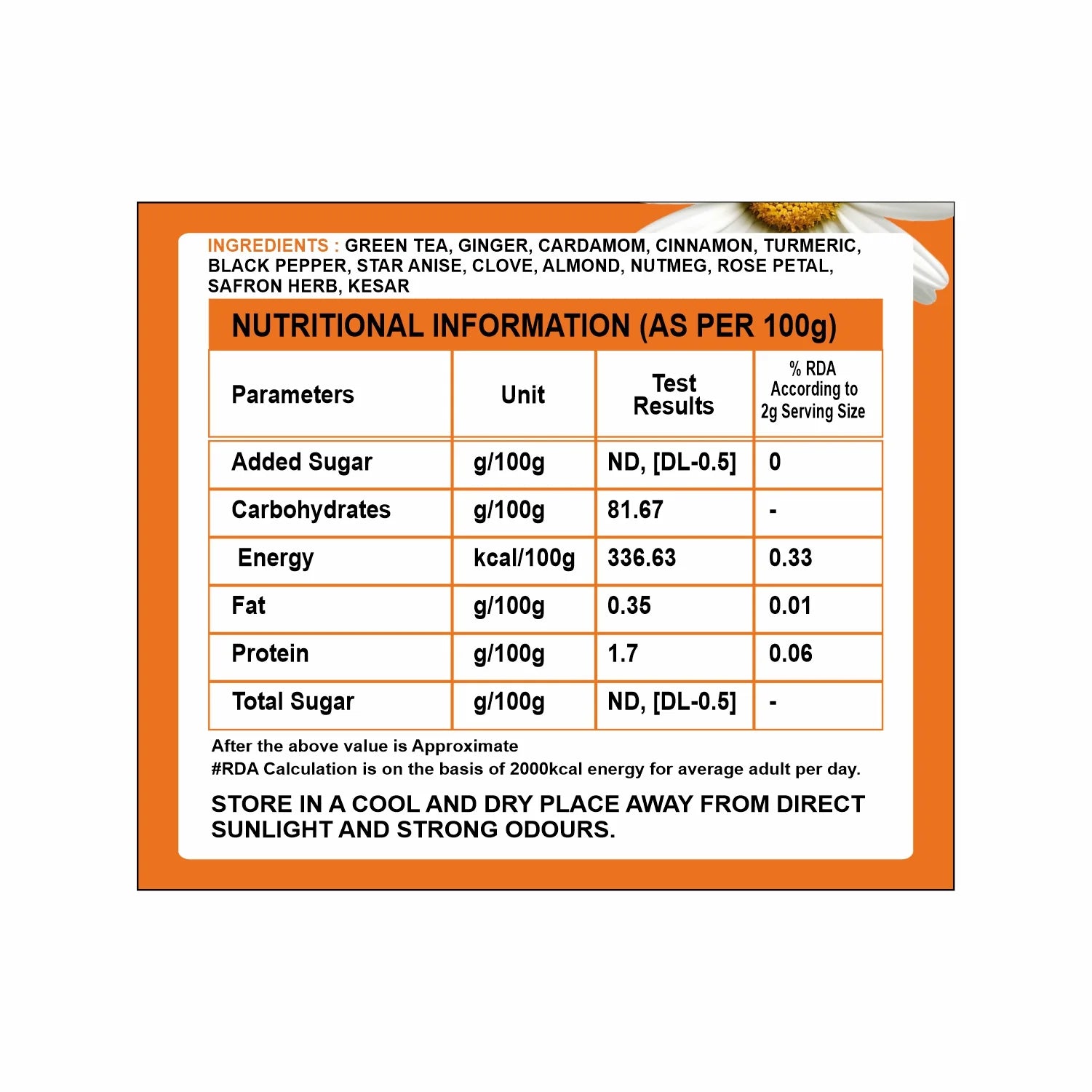 Tvoy Traditional Kashmiri Kahwa Green Tea box – clear labeling with ingredients.