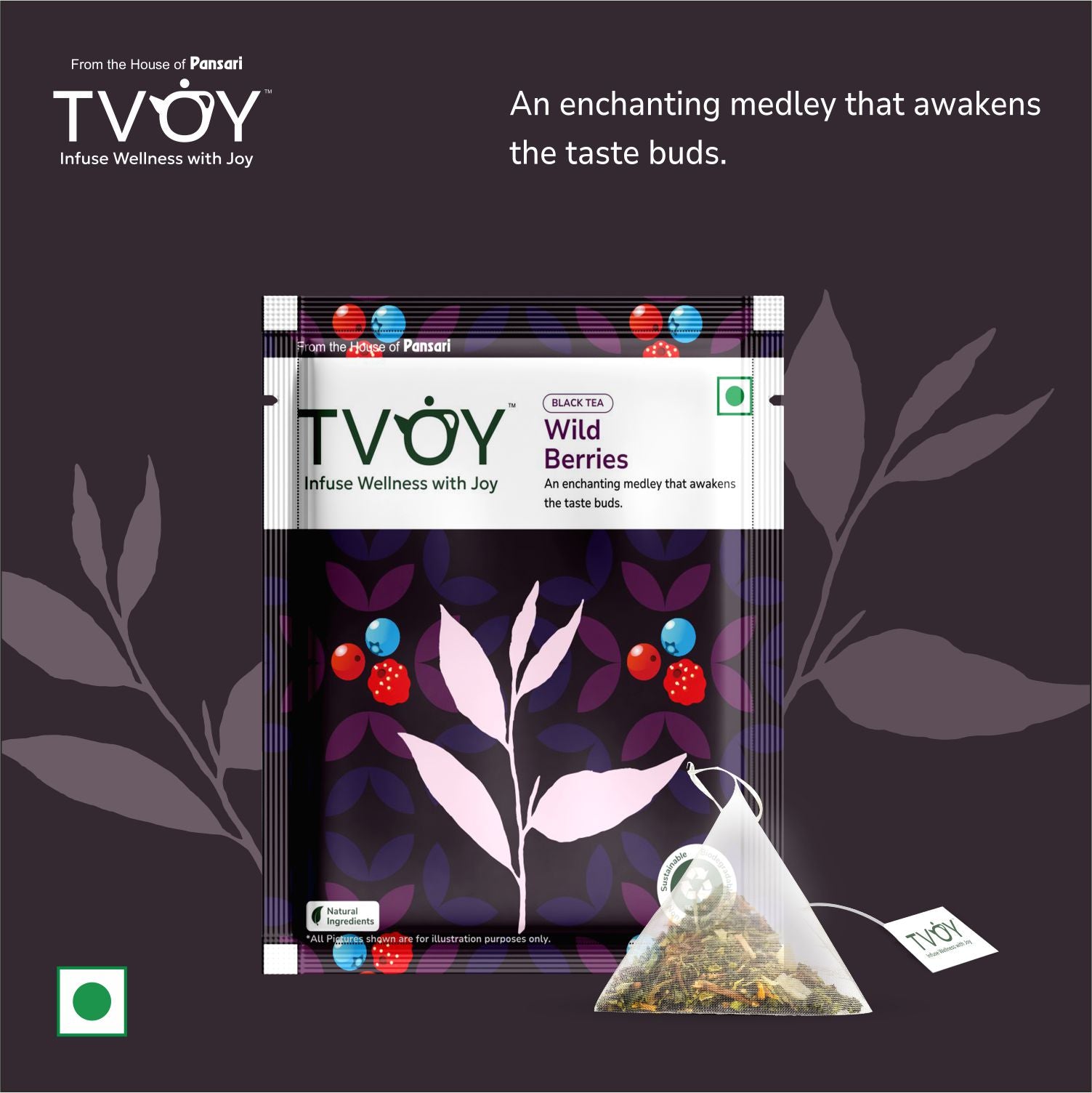 Tvoy Wild Berries Black Tea – fruity and bold black tea blend with mixed berries.