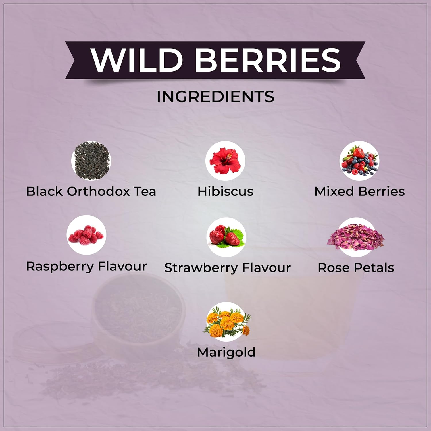 Tvoy Wild Berries Black Tea ingredients – black tea leaves blended with wild berries.